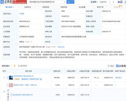 商絡(luò)電子布局通信領(lǐng)域新篇章 南京瑞聯(lián)芯電子科技公司成立，聚焦第二類增值電信業(yè)務(wù)